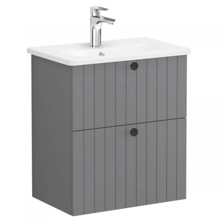 Unitate de baza lavoar baie, cu doua sertare, compact 60cm mat grey, cu rounded lavoar / chiuveta baie | 69242 [0]