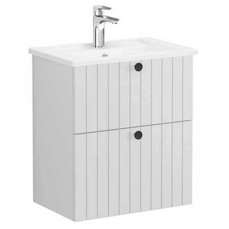 Unitate de baza lavoar baie, cu doua sertare, compact 60cm mat gri deschis, cu angular lavoar / chiuveta baie | 69234 [0]