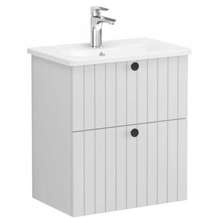 Unitate de baza lavoar baie, cu doua sertare, compact 60cm mat gri deschis, cu rounded lavoar / chiuveta baie | 69241 [0]