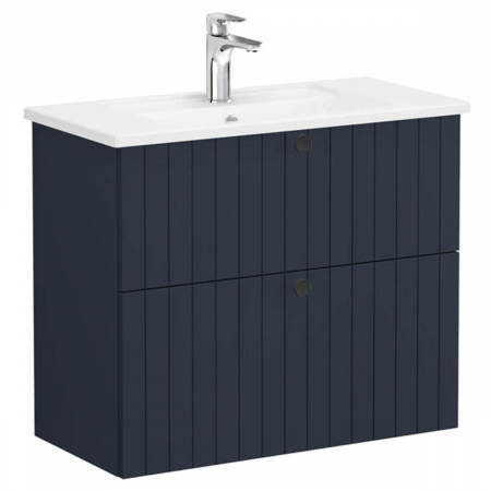 Unitate de baza lavoar baie, cu doua sertare, compact 80cm, mat dark albastru, cu angular lavoar / chiuveta baie | 69252 [0]