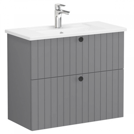 Unitate de baza lavoar baie, cu doua sertare, compact 80cm, mat grey, cu angular lavoar / chiuveta baie | 69249 [0]