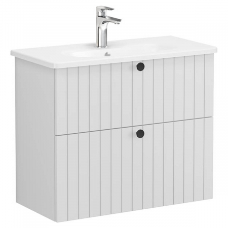 Unitate de baza lavoar baie, cu doua sertare, compact 80cm, mat gri deschis, cu rounded lavoar / chiuveta baie | 69255 [0]