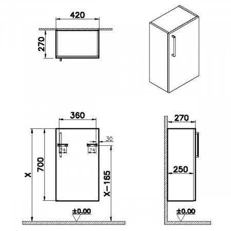 lower unit, 40cm, compact, inalt gloss alb, dreapta | 66213 [1]