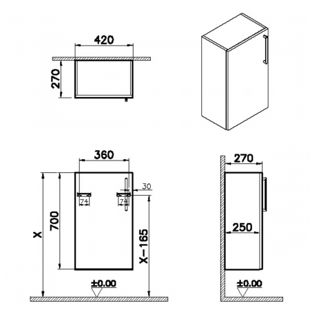 lower unit, 40cm, compact, mat dark albastru, stanga | 68036 [1]