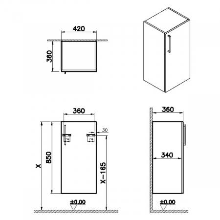 lower unit, 40cm, inalt gloss alb, dreapta | 66483 [1]