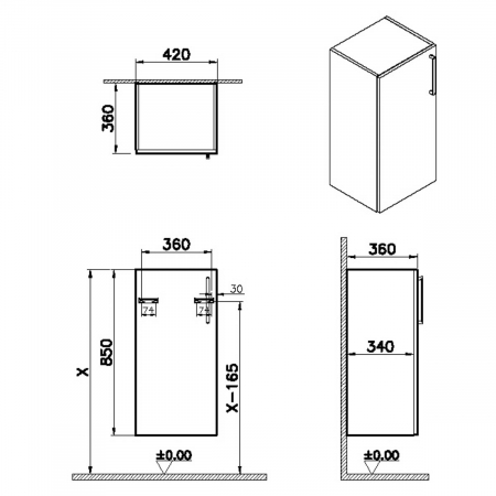 lower unit, 40cm, mat rock grey, stanga | 68026 [1]