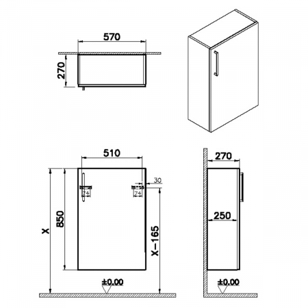 lower unit, 55cm, compact, inalt gloss anthracite, dreapta | 66494 [1]