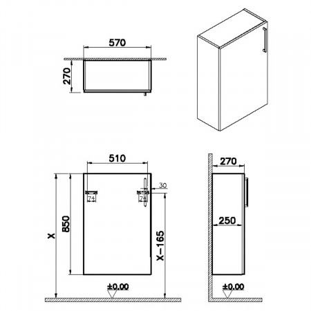 lower unit, 55cm, compact, mat storm grey, stanga | 68043 [1]