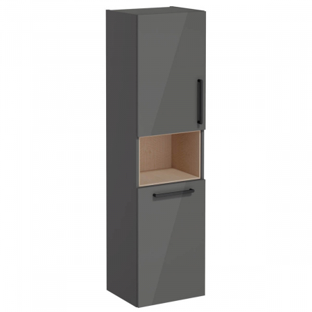 Mobilier de baie - tall unit, 40cm, scurt, cu laundry basket, inalt gloss anthracite, stanga | 66236