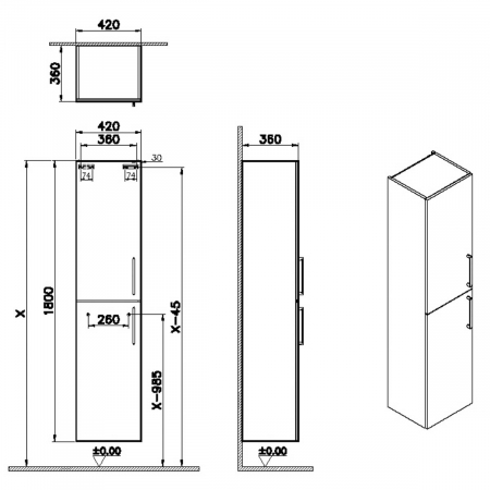 tall unit, 40cm, walnut | 66222 [1]