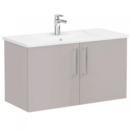 Mobilier de baie - Unitate de baza lavoar baie, cu usi 100cm, inalt gloss sahara beige, cu angular lavoar / chiuveta baie | 66320