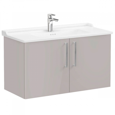 Mobilier de baie - Unitate de baza lavoar baie, cu usi 100cm, inalt gloss sahara beige, cu classical lavoar / chiuveta baie | 68177