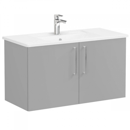 Mobilier de baie - Unitate de baza lavoar baie, cu usi 100cm, mat rock grey, cu angular lavoar / chiuveta baie | 68166