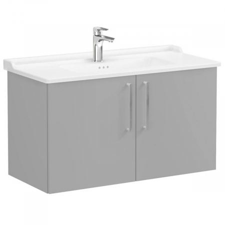 Mobilier de baie - Unitate de baza lavoar baie, cu usi 100cm, mat rock grey, cu classical lavoar / chiuveta baie | 68178