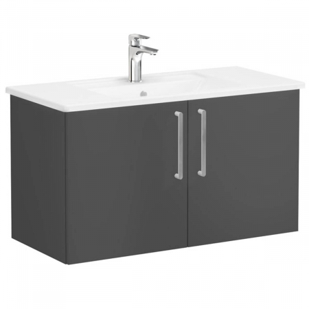 Mobilier de baie - Unitate de baza lavoar baie, cu usi 100cm, mat storm grey, cu angular lavoar / chiuveta baie | 68167