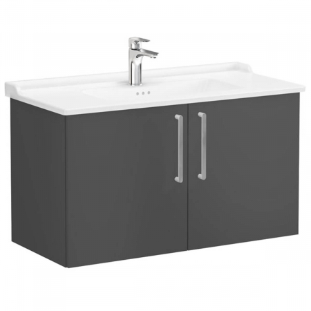 Mobilier de baie - Unitate de baza lavoar baie, cu usi 100cm, mat storm grey, cu classical lavoar / chiuveta baie | 68179