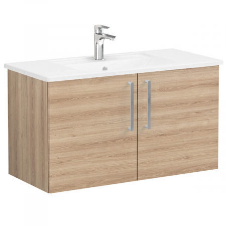 Mobilier de baie - Unitate de baza lavoar baie, cu usi 100cm, natural oak, cu angular lavoar / chiuveta baie | 66314
