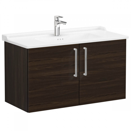 Mobilier de baie - Unitate de baza lavoar baie, cu usi 100cm, walnut, cu classical lavoar / chiuveta baie | 68182