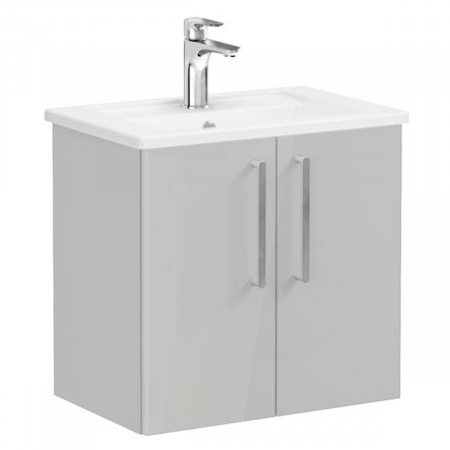 Mobilier de baie - Unitate de baza lavoar baie, cu usi 60cm compact, inalt gloss pearl grey, cu angular lavoar / chiuveta baie | 66370