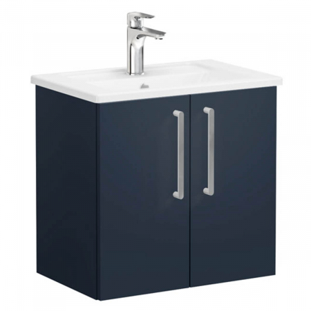 Mobilier de baie - Unitate de baza lavoar baie, cu usi 60cm compact, mat dark albastru, cu angular lavoar / chiuveta baie | 68076