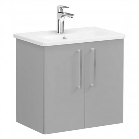 Mobilier de baie - Unitate de baza lavoar baie, cu usi 60cm compact, mat rock grey, cu rounded lavoar / chiuveta baie | 68078