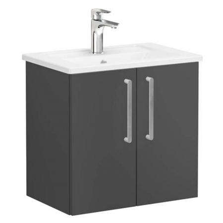 Mobilier de baie - Unitate de baza lavoar baie, cu usi 60cm compact, mat storm grey, cu angular lavoar / chiuveta baie | 68075