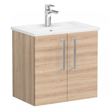 Mobilier de baie - Unitate de baza lavoar baie, cu usi 60cm compact, natural oak, cu angular lavoar / chiuveta baie | 66362