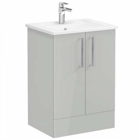 Mobilier de baie - Unitate de baza lavoar baie, cu usi 60cm pe pardoseala, inalt gloss pearl grey, cu angular lavoar / chiuveta baie | 66382