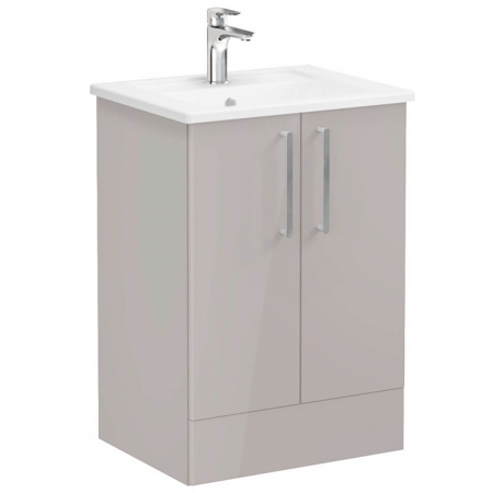 Mobilier de baie - Unitate de baza lavoar baie, cu usi 60cm pe pardoseala, inalt gloss sahara beige, cu angular lavoar / chiuveta baie | 66380