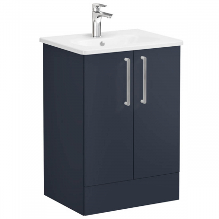 Mobilier de baie - Unitate de baza lavoar baie, cu usi 60cm pe pardoseala, mat dark albastru, cu rounded lavoar / chiuveta baie | 68190