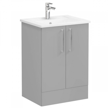 Mobilier de baie - Unitate de baza lavoar baie, cu usi 60cm pe pardoseala, mat rock grey, cu angular lavoar / chiuveta baie | 68184