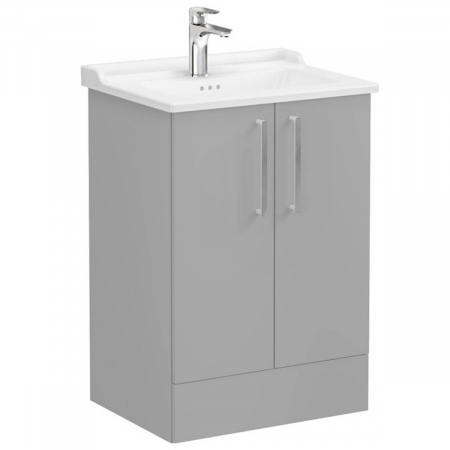 Mobilier de baie - Unitate de baza lavoar baie, cu usi 60cm pe pardoseala, mat rock grey, cu classical lavoar / chiuveta baie | 68196