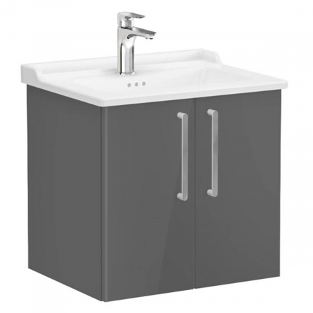 Mobilier de baie - Unitate de baza lavoar baie, cu usi 60cm inalt gloss anthracite, cu classical lavoar / chiuveta baie | 68140