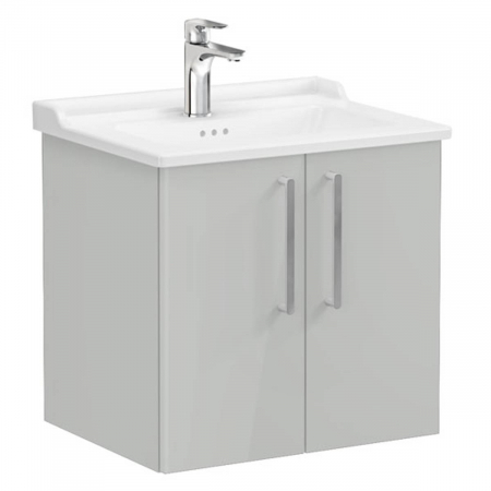 Mobilier de baie - Unitate de baza lavoar baie, cu usi 60cm inalt gloss pearl grey, cu classical lavoar / chiuveta baie | 68139