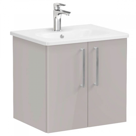 Mobilier de baie - Unitate de baza lavoar baie, cu usi 60cm inalt gloss sahara beige, cu rounded lavoar / chiuveta baie | 66357