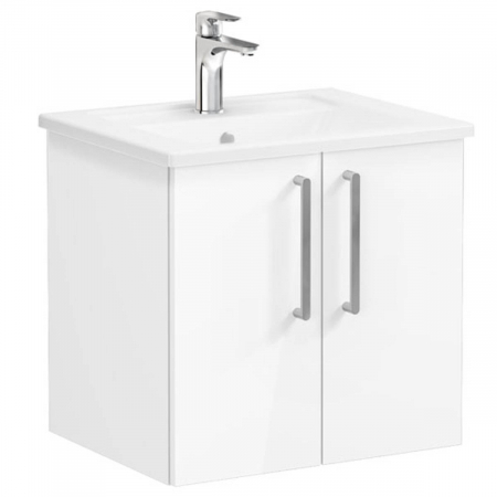 Mobilier de baie - Unitate de baza lavoar baie, cu usi 60cm inalt gloss alb, cu angular lavoar / chiuveta baie | 66354