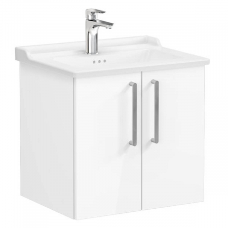 Mobilier de baie - Unitate de baza lavoar baie, cu usi 60cm inalt gloss alb, cu classical lavoar / chiuveta baie | 68138