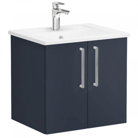 Mobilier de baie - Unitate de baza lavoar baie, cu usi 60cm mat dark albastru, cu angular lavoar / chiuveta baie | 68132