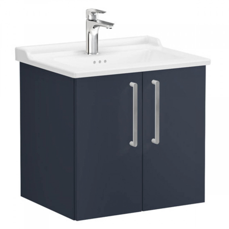 Mobilier de baie - Unitate de baza lavoar baie, cu usi 60cm mat dark albastru, cu classical lavoar / chiuveta baie | 68144