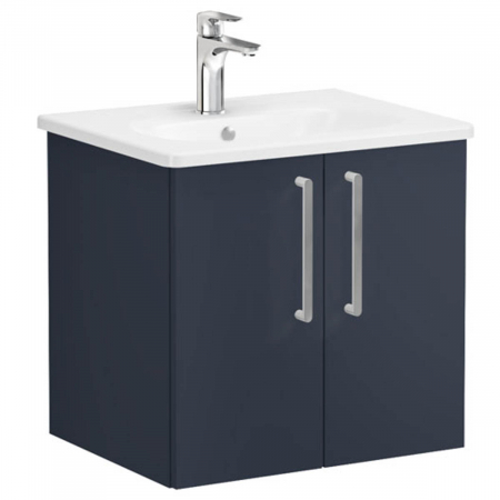 Mobilier de baie - Unitate de baza lavoar baie, cu usi 60cm mat dark albastru, cu rounded lavoar / chiuveta baie | 68136