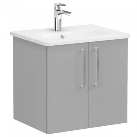 Mobilier de baie - Unitate de baza lavoar baie, cu usi 60cm mat rock grey, cu rounded lavoar / chiuveta baie | 68134