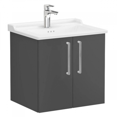 Mobilier de baie - Unitate de baza lavoar baie, cu usi 60cm mat storm grey, cu classical lavoar / chiuveta baie | 68143