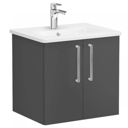 Mobilier de baie - Unitate de baza lavoar baie, cu usi 60cm mat storm grey, cu rounded lavoar / chiuveta baie | 68135
