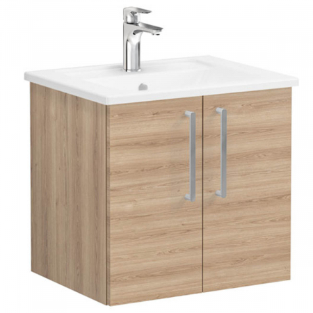Mobilier de baie - Unitate de baza lavoar baie, cu usi 60cm natural oak, cu angular lavoar / chiuveta baie | 66350