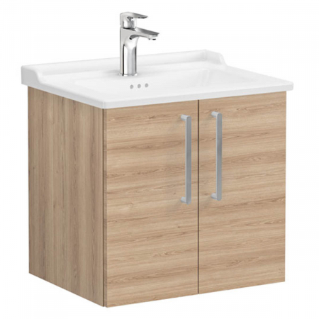 Mobilier de baie - Unitate de baza lavoar baie, cu usi 60cm natural oak, cu classical lavoar / chiuveta baie | 68145