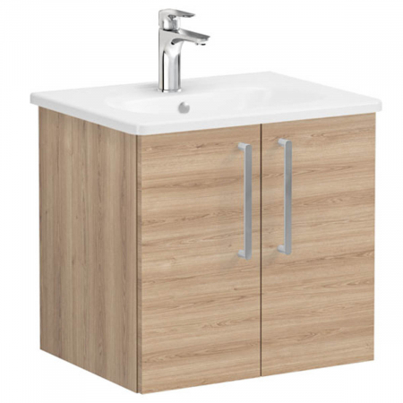 Mobilier de baie - Unitate de baza lavoar baie, cu usi 60cm natural oak, cu rounded lavoar / chiuveta baie | 66351