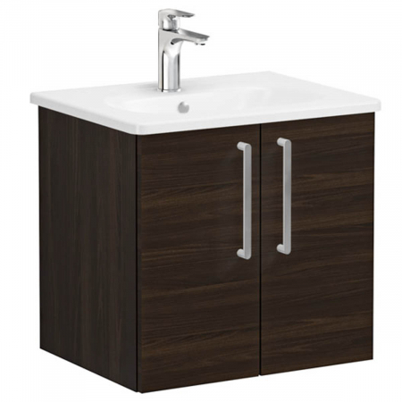 Mobilier de baie - Unitate de baza lavoar baie, cu usi 60cm walnut, cu rounded lavoar / chiuveta baie | 66349