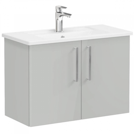 Mobilier de baie - Unitate de baza lavoar baie, cu usi 80cm, compact, inalt gloss pearl grey, cu angular lavoar / chiuveta baie | 66406
