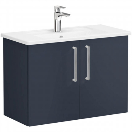 Mobilier de baie - Unitate de baza lavoar baie, cu usi 80cm, compact, mat dark albastru, cu angular lavoar / chiuveta baie | 68084