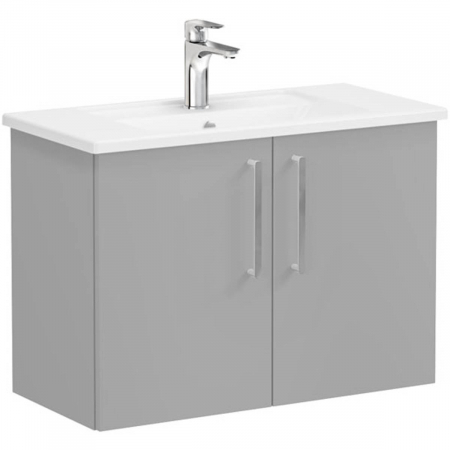 Mobilier de baie - Unitate de baza lavoar baie, cu usi 80cm, compact, mat rock grey, cu angular lavoar / chiuveta baie | 68082